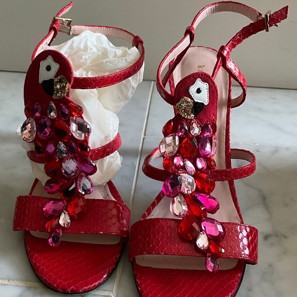 Kate Spade “Idalou” ruby python sandals with jewe… - image 1